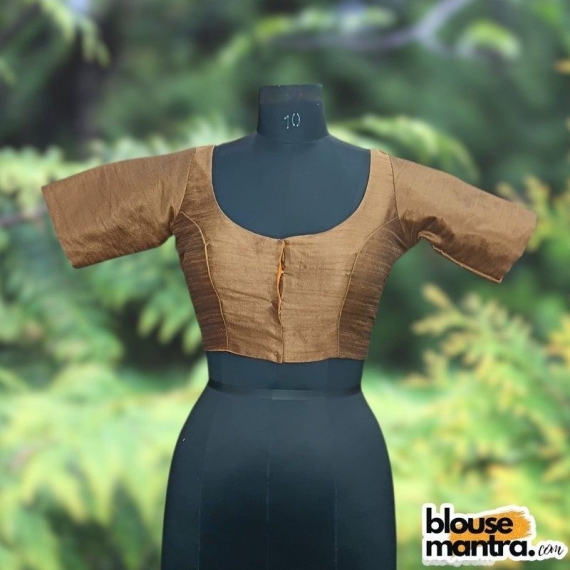 Copper Gold Semi Raw Silk | Ronud Neck | Back Strap Glass Sleeve