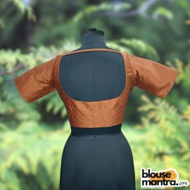 Copper Gold Semi Raw Silk | Ronud Neck | Back Strap Glass Sleeve