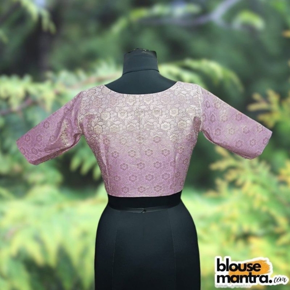 Lavender Brocade | Front V Neck | Back Boat Neck Glass Sleeve