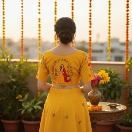  Yellow Khadi Cotton | Haldi Paint Glass Sleeve