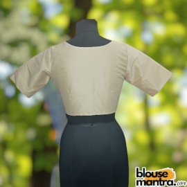Light Gold Raw Silk | Front V Neck | Back Boat Neck Glass Sleeve