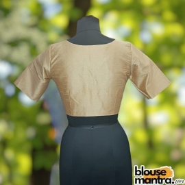 Tasar Gold Raw Silk | Front V Neck | Back Boat Neck Glass Sleeve