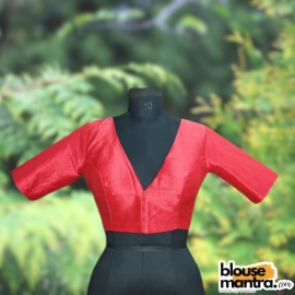  Dual Pink Raw Silk | Front V Neck | Back Boat Neck Glass Sleeve