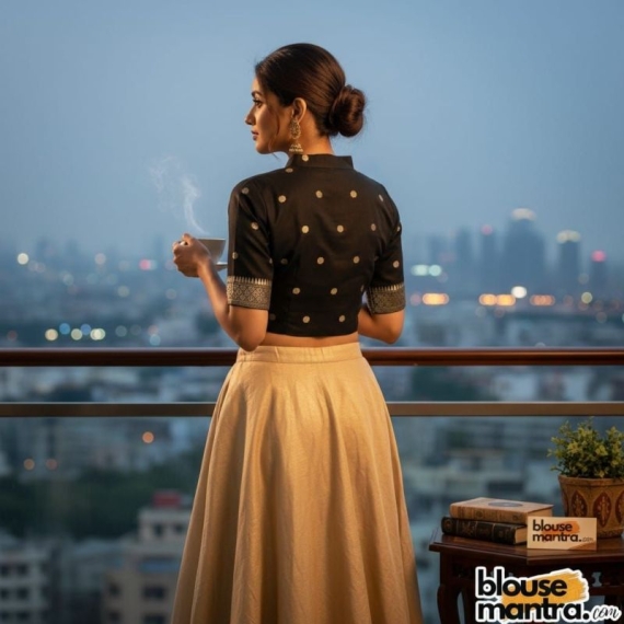 Black Mangal Giri | Airhostress Neck Glass Sleeve