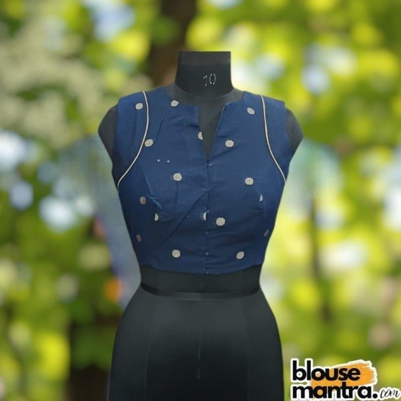  Navy Blue Mangal Giri | Front Small V Cut Sleeveless