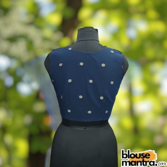  Navy Blue Mangal Giri | Front Small V Cut Sleeveless