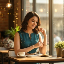 Dark Sea Green Mangal Giri | Front Small V Cut Sleeveless