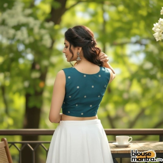 Dark Sea Green Mangal Giri | Front Small V Cut Sleeveless