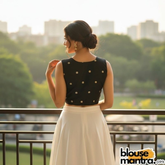 Black Mangal Giri | Front Small V Cut Sleeveless