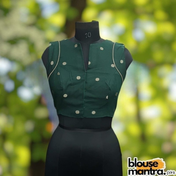 Green Mangal Giri | Front Small V Cut Sleeveless