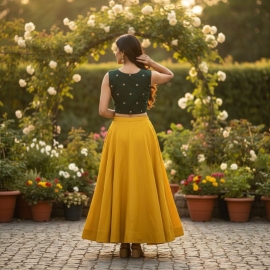 Green Mangal Giri | Front Small V Cut Sleeveless