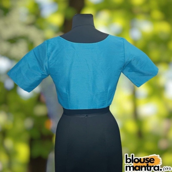  Sky Raw Silk | Front V Neck | Back Boat Neck Glass Sleeve