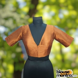  Copper Raw Silk | Front V Neck | Back Boat Neck Glass Sleeve