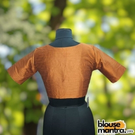  Copper Raw Silk | Front V Neck | Back Boat Neck Glass Sleeve