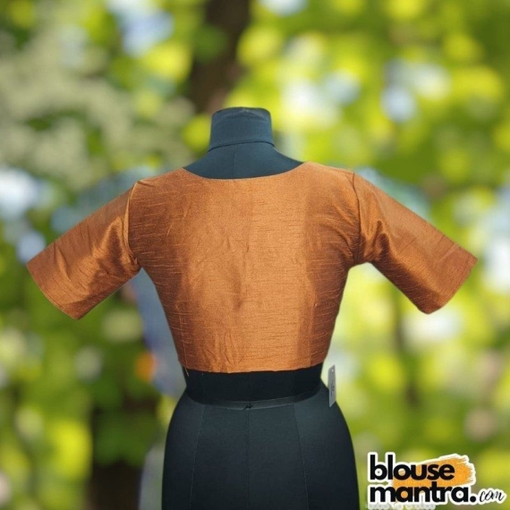  Copper Raw Silk | Front V Neck | Back Boat Neck Glass Sleeve