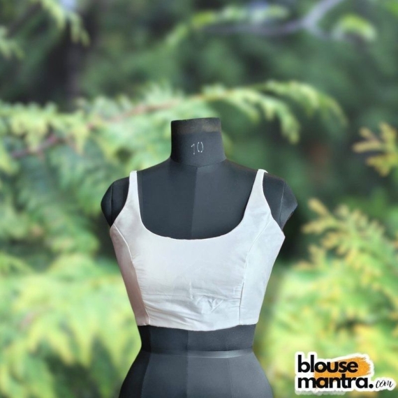 White Samu Silk| Round Neck Sleeveless