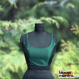 Bottle Green Samu Silk| Round Neck Sleeveless