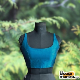 Cyan Blue Samu Silk| Round Neck Sleeveless