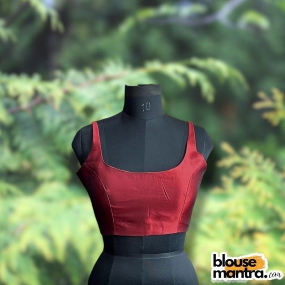 Maroon Samu Silk| Round Neck Sleeveless
