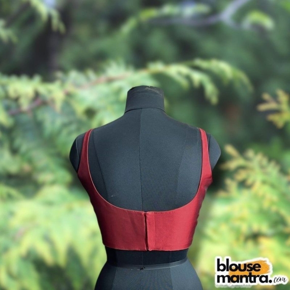 Maroon Samu Silk| Round Neck Sleeveless