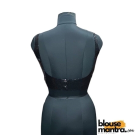 Black Sequince Blouse | Front Dome Neck | Back Square Neck Sleeveless