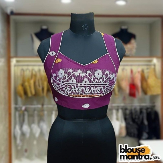 Purple Jamdani | Choli Cut Sleeveless