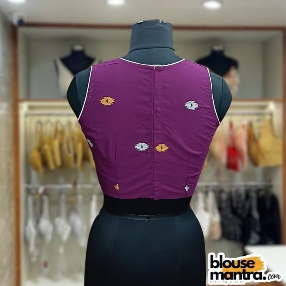 Purple Jamdani | Choli Cut Sleeveless