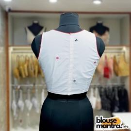 White Jamdani | Choli Cut Sleeveless