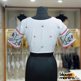 White Jamdani | Coller With lace Glass Sleeve