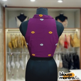 Purple Jamdani | Halterneck | Blazer Coller Sleeveless