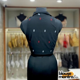  Black Jamdani | Red & white Barfi Weave | Halterneck | Blazer Coller Sleeveless