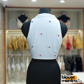 White Jamdani | Red & Black Flower Weave |Halterneck | Blazer Coller Sleeveless