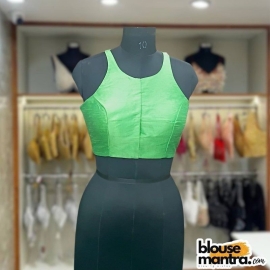 Parrot Green Raw Silk | Razor Cut Sleeveless