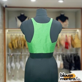 Parrot Green Raw Silk | Razor Cut Sleeveless