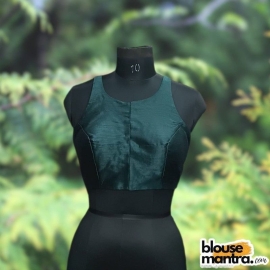Blackish Green Raw Silk | Razor Cut Sleeveless