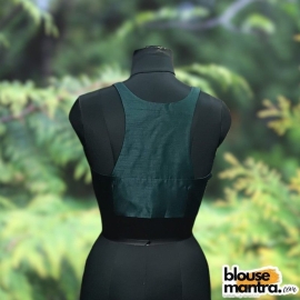 Blackish Green Raw Silk | Razor Cut Sleeveless