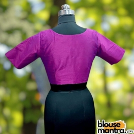 Dual Purple Raw Silk | Front V Neck | Back Boat Neck Glass Sleeve