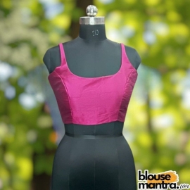  Magenta Raw Silk | Round Neck Sleeveless