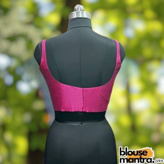  Magenta Raw Silk | Round Neck Sleeveless