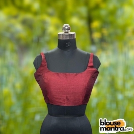  Maroon Raw Silk | Round Neck Sleeveless