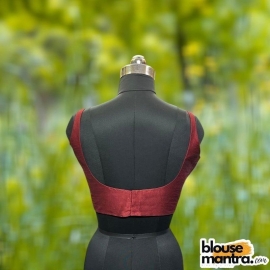  Maroon Raw Silk | Round Neck Sleeveless
