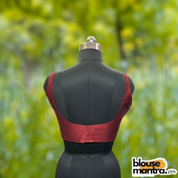  Maroon Raw Silk | Round Neck Sleeveless