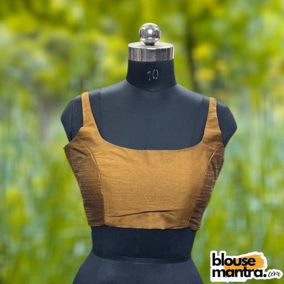  Copper Gold Raw Silk | Round Neck Sleeveless