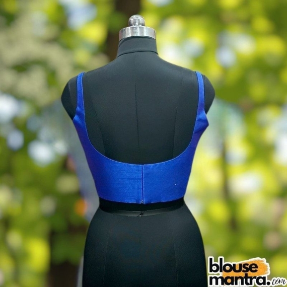 Royal Blue Raw Silk | Round Neck Sleeveless