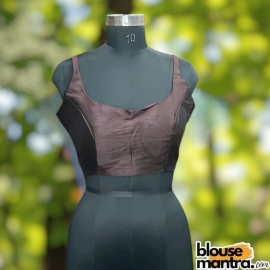  Coffee Raw Silk | Round Neck Sleeveless