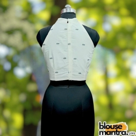 Off White Jamdani | Halterneck Sleeveless