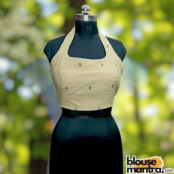  Beige Jamdani | Halterneck Sleeveless