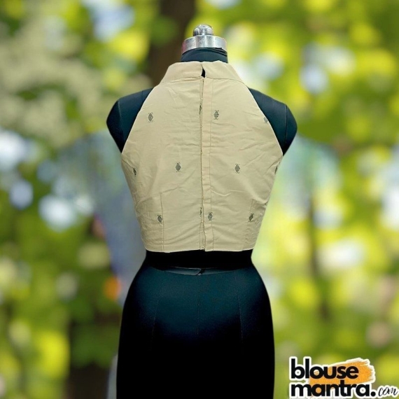  Beige Jamdani | Halterneck Sleeveless