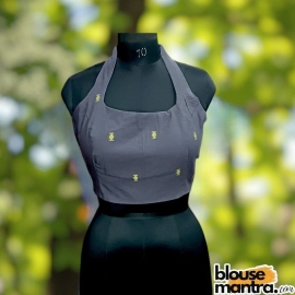 Dark Grey Jamdani | Halterneck Sleeveless