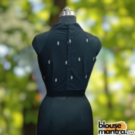 Black Jamdani | White Barfi | Halterneck Sleeveless